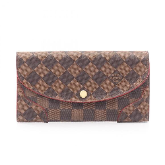 Louis Vuitton Kaisa Portefeuille Bifold Long Wallet Leather Damier Ebene Br...